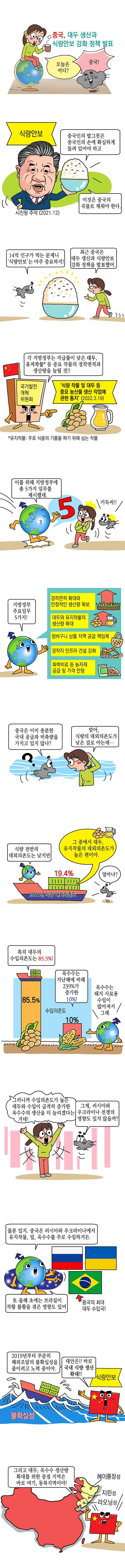 중국, 대두 생산과 식량안보 강화 정책 발표