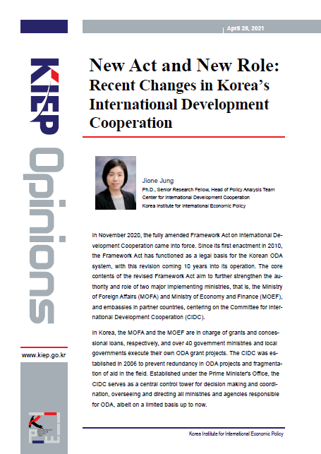 New Act and New Role: Recent Changes in Korea’s International Development Cooperation