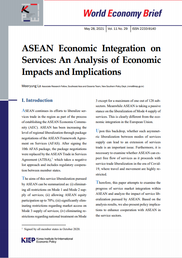 ASEAN Economic Integration on Services: An Analysis of Economic Impacts and Implications