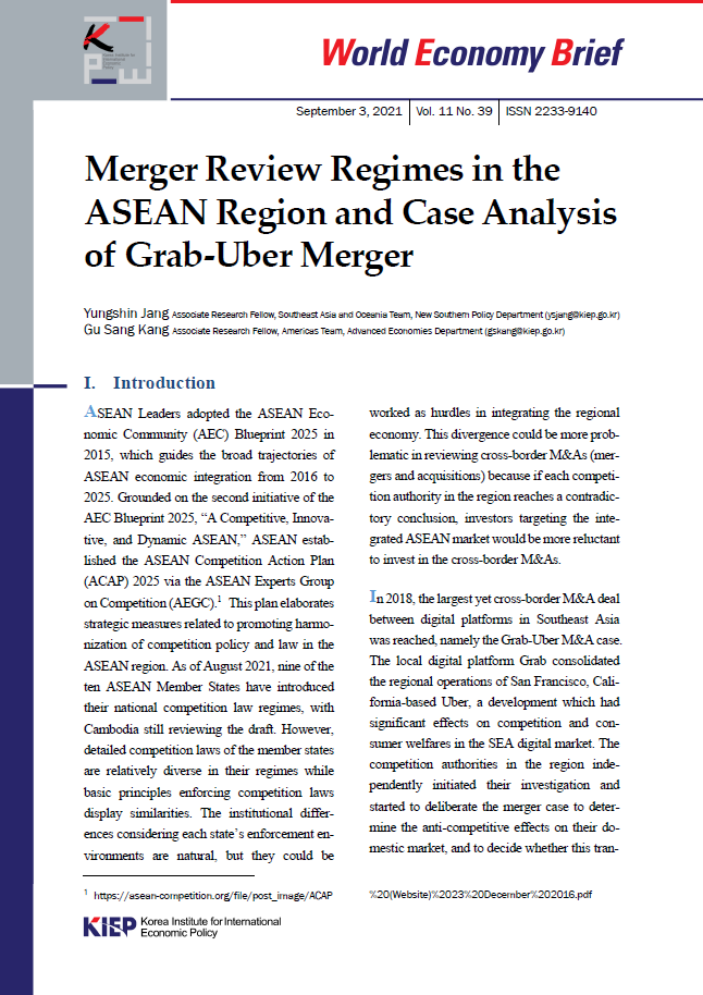 Merger Review Regimes in the ASEAN Region and Case Analysis of Grab-Uber Merger
