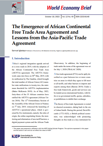 The Emergence of African Continental Free Trade Area Agreement and Lessons from the Asia-Pacific Trade Agreement