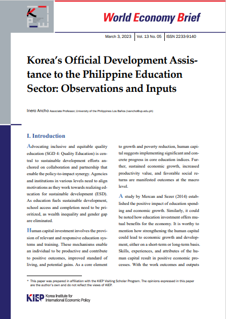 Korea's Official Development Assistance to the Philippine Education Sector: Observations and Inputs