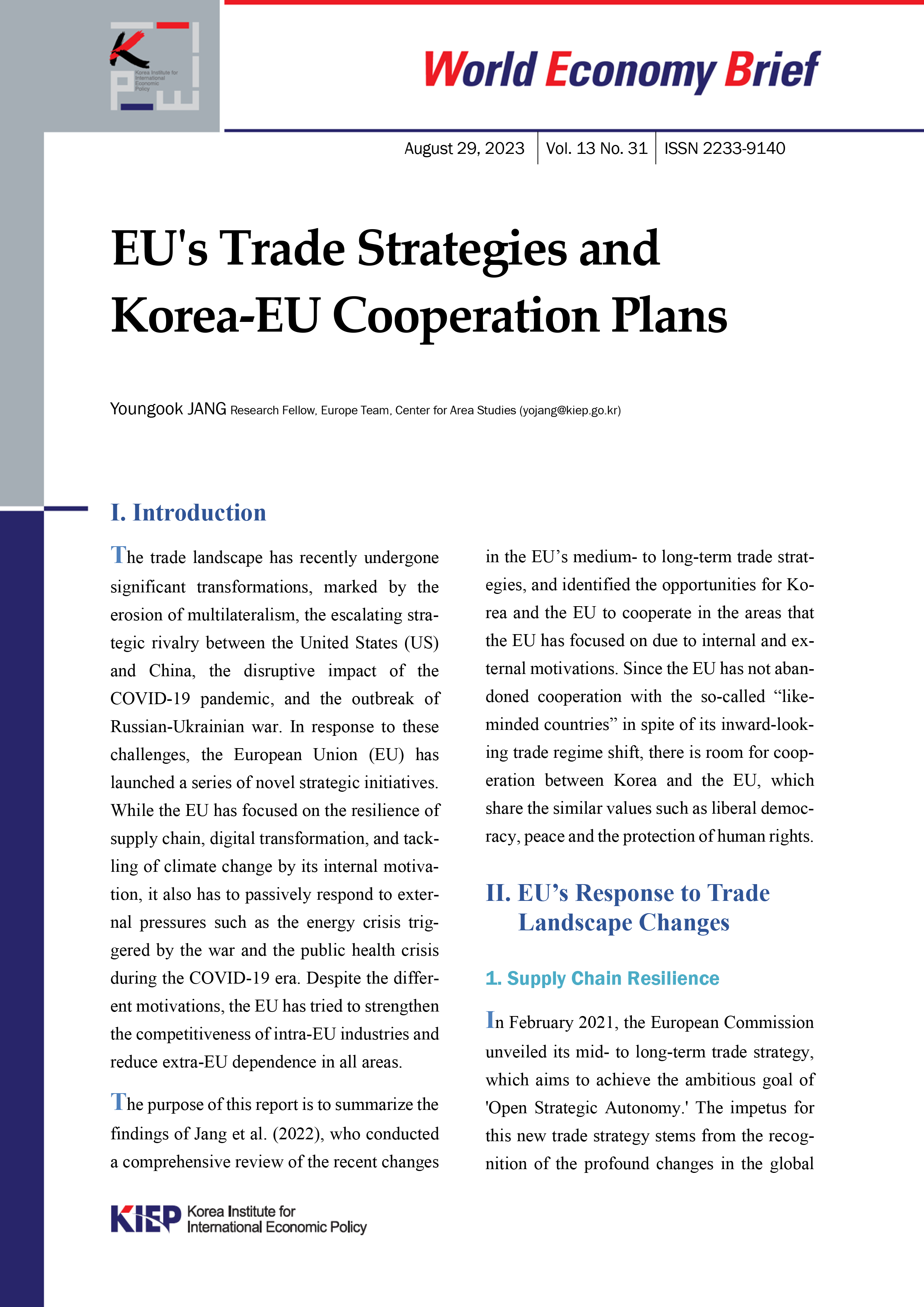 EU's Trade Strategies and Korea-EU Cooperation Plans