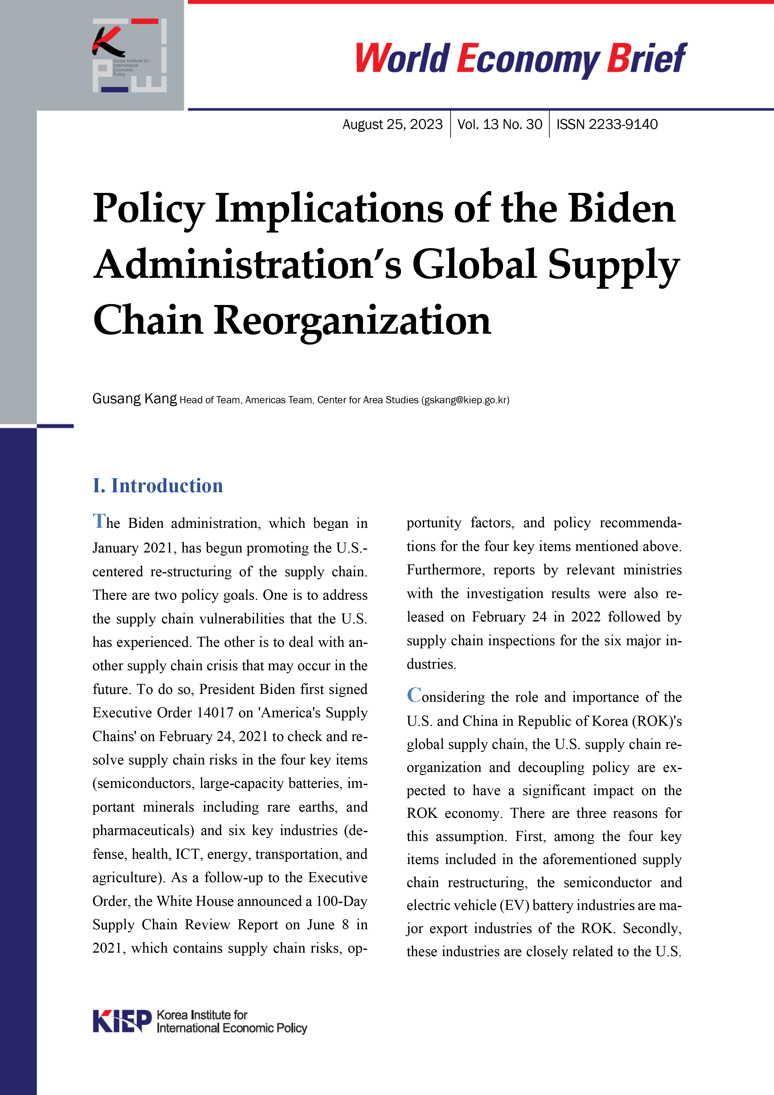 Policy Implications of the Biden Administration’s Global Supply Chain Reorganization