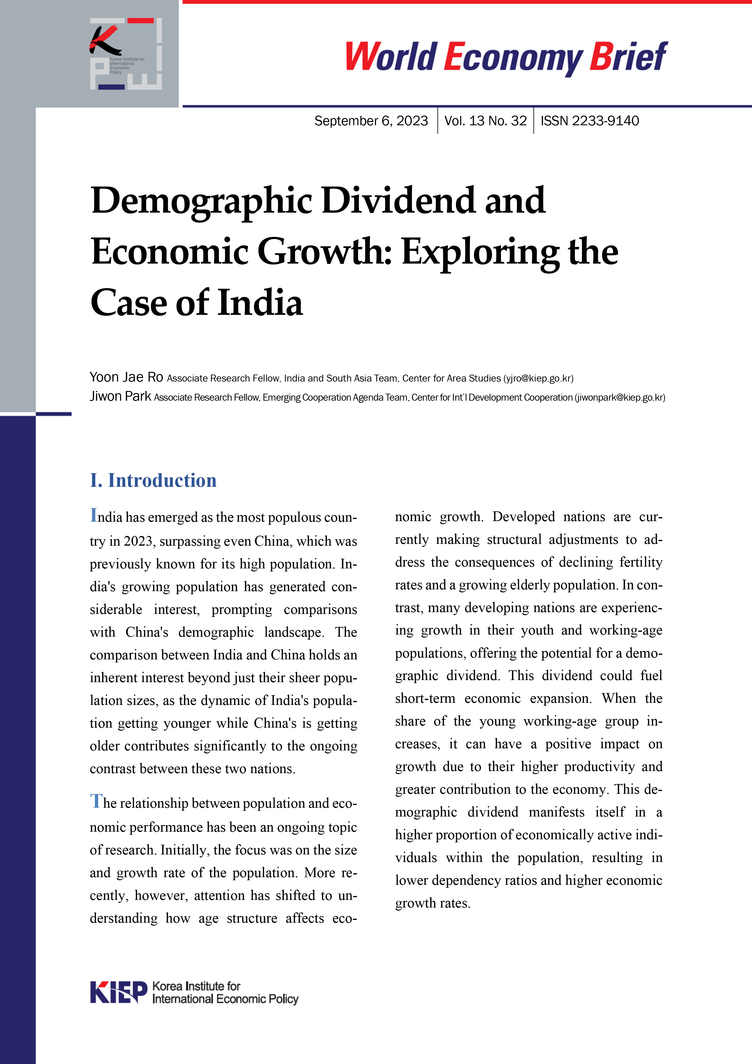 Demographic Dividend and Economic Growth: Exploring the Case of India