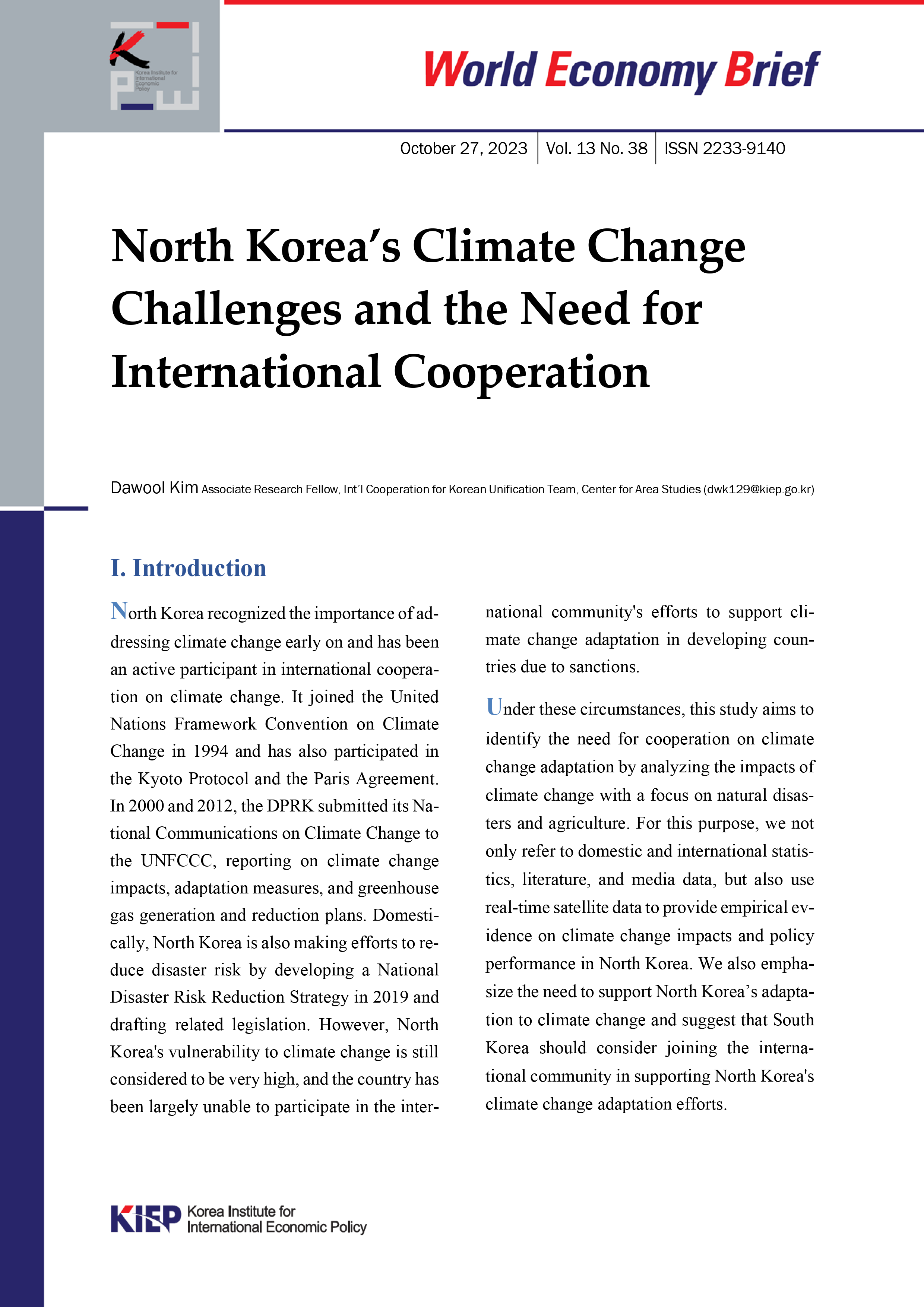 North Korea’s Climate Change Challenges and the Need for International Cooperation