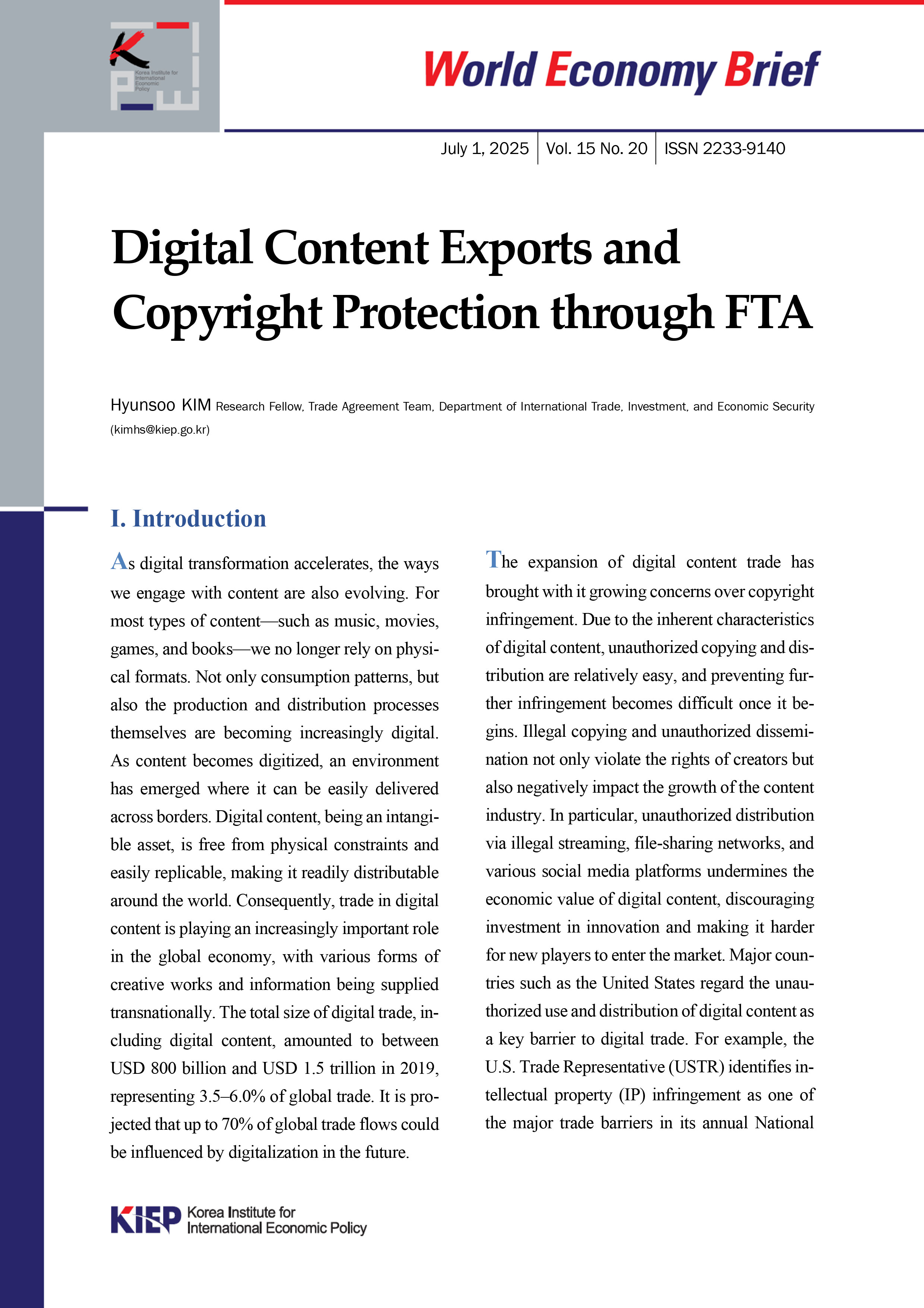Digital Content Exports and Copyright Protection through FTA